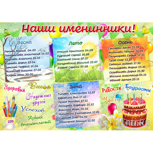 Наши именинники №13 Дни рожденья круглый год